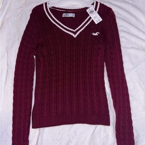 Red V-Neck Long Sleeve Hollister Shirt